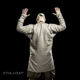 Viking simple linen shirt with cut at side