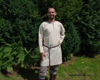 Viking simple linen tunic, early medieval - ivory.