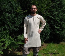 Simple T-tunic made of 100 % linen fabric in ivory color, based on a find from Birka (Sweden).