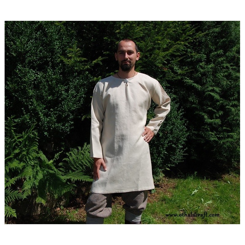 Simple T-tunic made of 100 % linen fabric in ivory color, based on a find from Birka (Sweden).