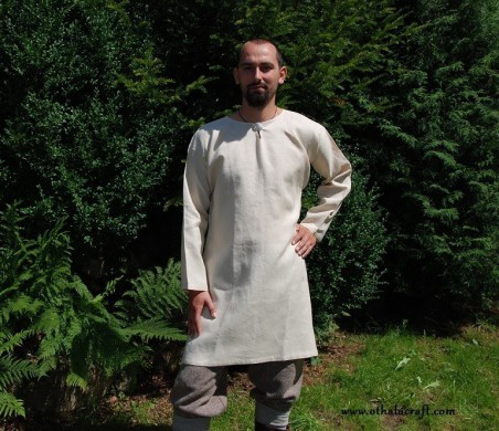 Simple T-tunic made of 100 % linen fabric in ivory color, based on a find from Birka (Sweden).