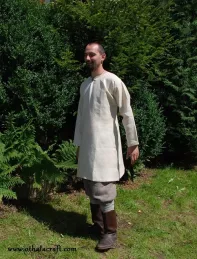 Viking simple linen tunic, early medieval - ivory.