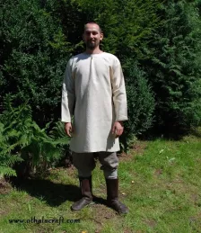 Viking simple linen tunic, early medieval - ivory.