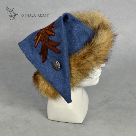 Triangle hat for Viking with embroidery