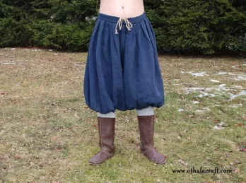 Hedeby Viking trousers made from dark blue 100% linen.