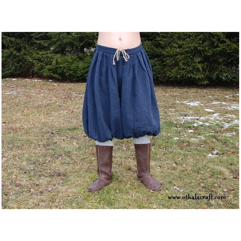 Hedeby Viking trousers made from dark blue 100% linen.
