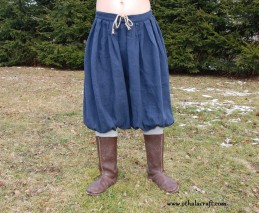 Kurze Wikingerhose aus Leinen – dunkelblau