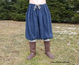 Short Viking trousers from linen- dark blue