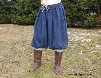 Short Viking trousers from linen- dark blue