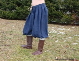Kurze Wikingerhose aus Leinen – dunkelblau