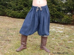 Kurze Wikingerhose aus Leinen – dunkelblau