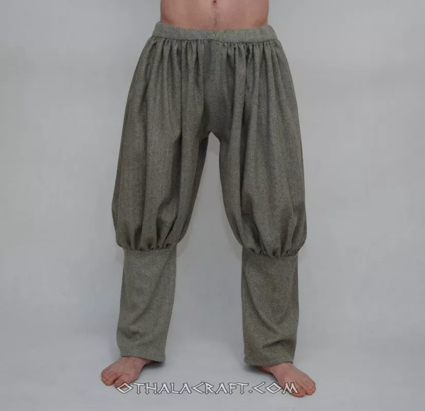 Viking trousers made from light green wool