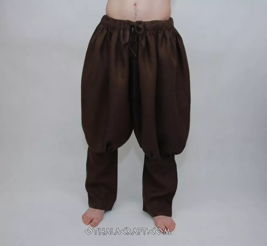 Viking trousers made from brown linen.