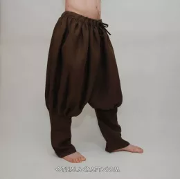 Viking trousers from linen - brown linen.