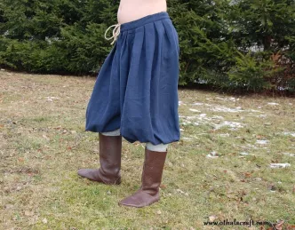 Rus Viking trousers made from dark blue linen.