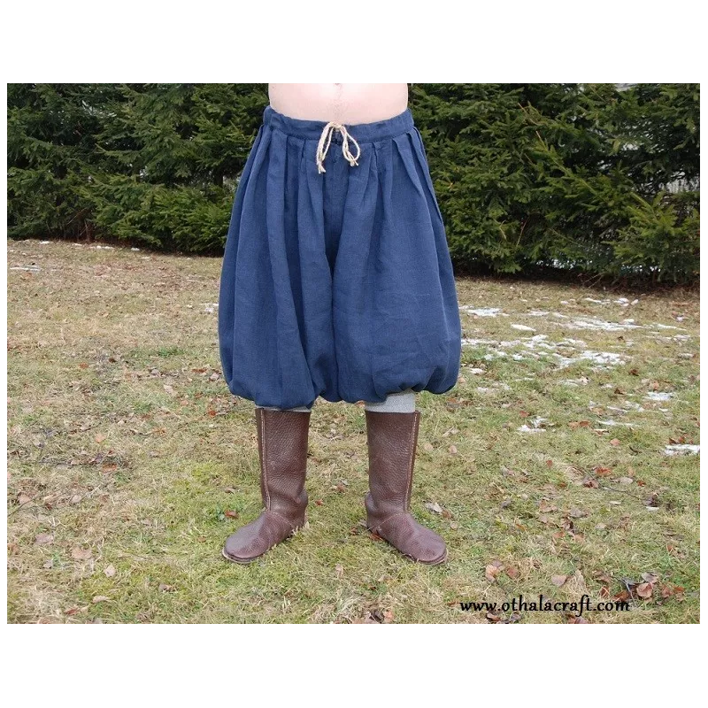 Rus Viking trousers made from dark blue linen 100%.