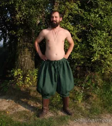 Viking trousers from linen - dark green