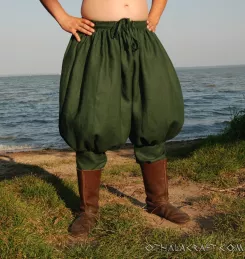 Viking trousers from linen - dark green