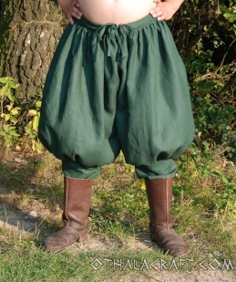 Kurze Wikingerhose aus Leinen – dunkelgrün