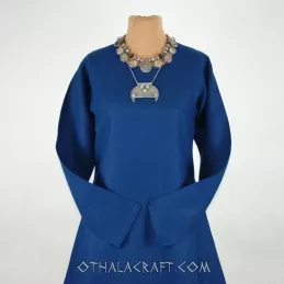 Dark blue linen Viking dress, early medieval.