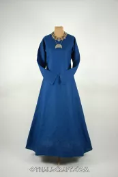 Dark blue linen Viking dress, early medieval.