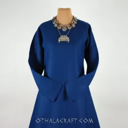 Dark blue linen Viking dress, early medieval.