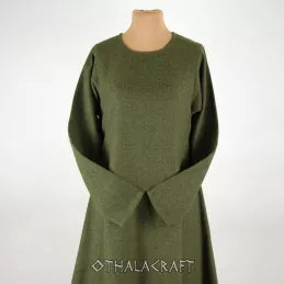 Green woolen Viking dress - herring bone