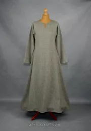 Light green woolen Viking dress - herring bone