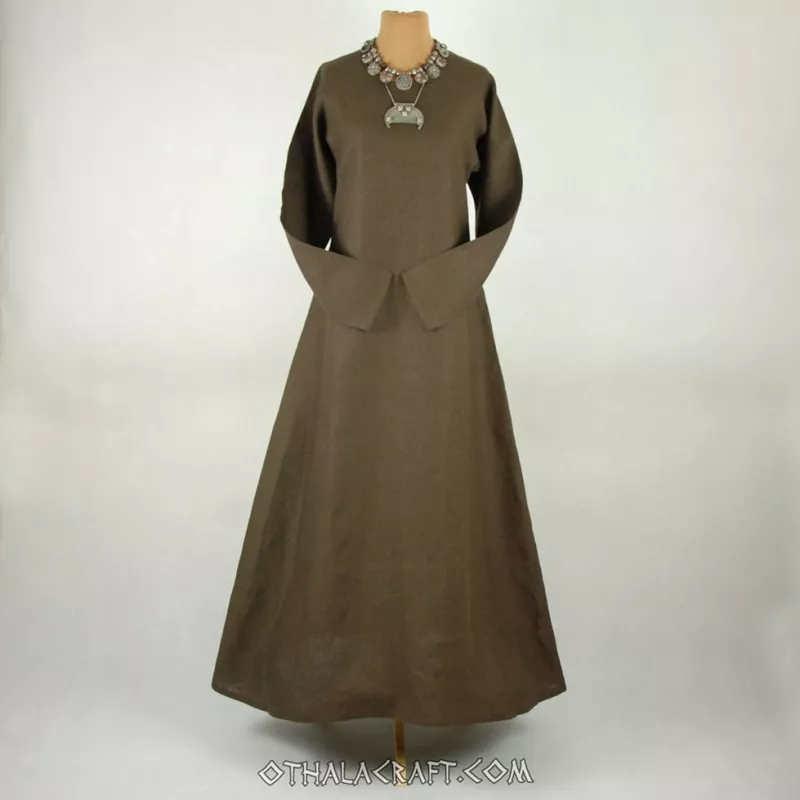 Brown linen Viking dress, early medieval.