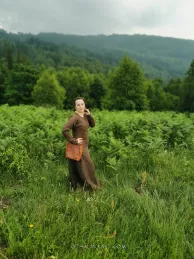 Brown linen Viking dress, early medieval.