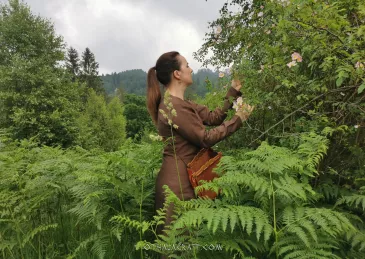 Brown linen Viking dress, early medieval.