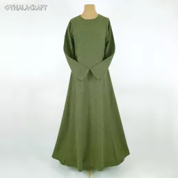 Green woolen Viking dress - herring bone / SHORTER VERSION