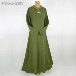 Green woolen Viking dress - herring bone / SHORTER VERSION