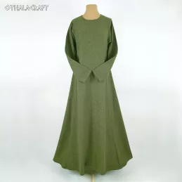 Green woolen Viking dress - herring bone