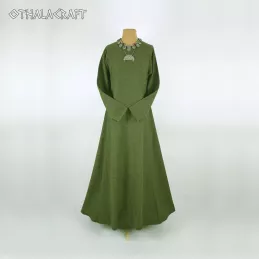 Green woolen Viking dress - herring bone