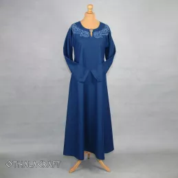 Dark blue Viking woolen dres with embroidery.