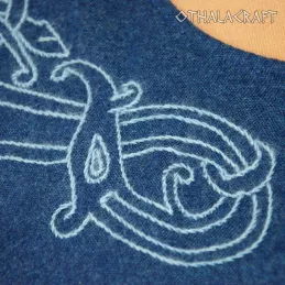 Dark blue Viking woolen dres with embroidery.