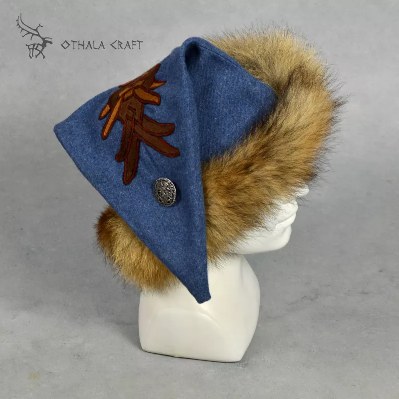 Eastern style hat in shape of a triangle ideal for Viking man.