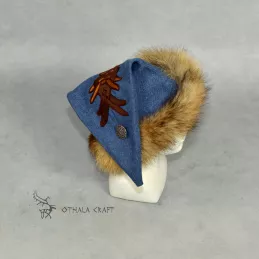 Triangle hat for Viking with embroidery