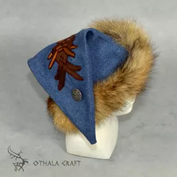 Triangle hat for Viking with embroidery