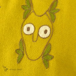 Wikinger-Wolltunika mit Mammen-Stickerei – Gelb