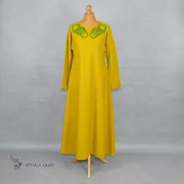 Woolen Viking Age dress with embroidery - plant dyed