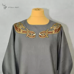 Linen tunic with embroidery, Viking shirt, early medieval