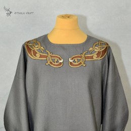 Linen tunic with embroidery, Viking shirt – Grey