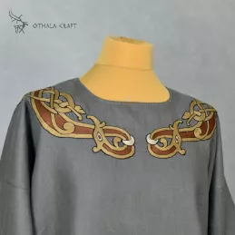 Linen tunic with embroidery, Viking shirt, early medieval