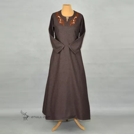 Woolen Viking Age dress with large embroidery