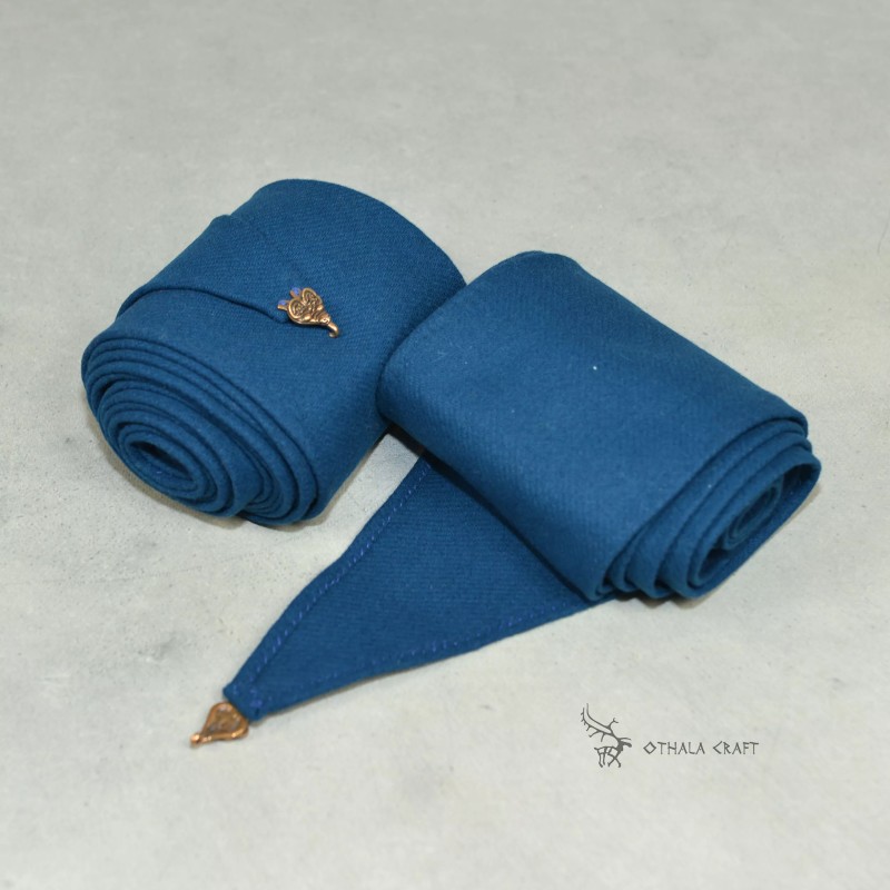 Wadenwickel für Wikinger, Leinwandbindung in Blau
