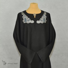 Linen tunic with embroidery, Viking – Black
