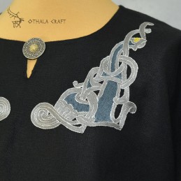 Linen tunic with embroidery, Viking – Black
