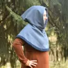 The find is dated to the Viking Age. Sewn high under the throat to protect from wind and cold. Ideal for cold days.